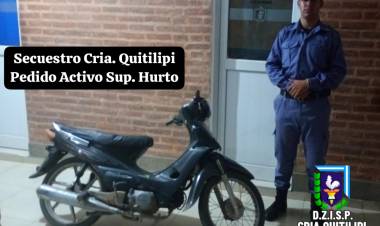 EN OPERATIVO PREVENTIVO DAN CON UNA MOTOCICLETA DENUNCIADA COMO SUSTRAÍDA