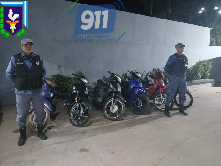 GENERAL SAN MARTÍN: SECUESTRAN NUEVE MOTOS Y DETIENEN A DOS JÓVENES